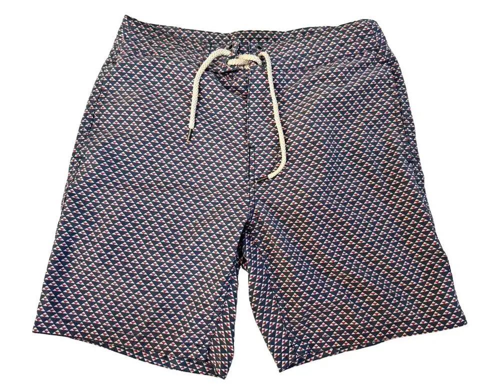 Faherty Men's Board Shorts Size 28 Blue/Red/White Geometric Drawstring HH1774